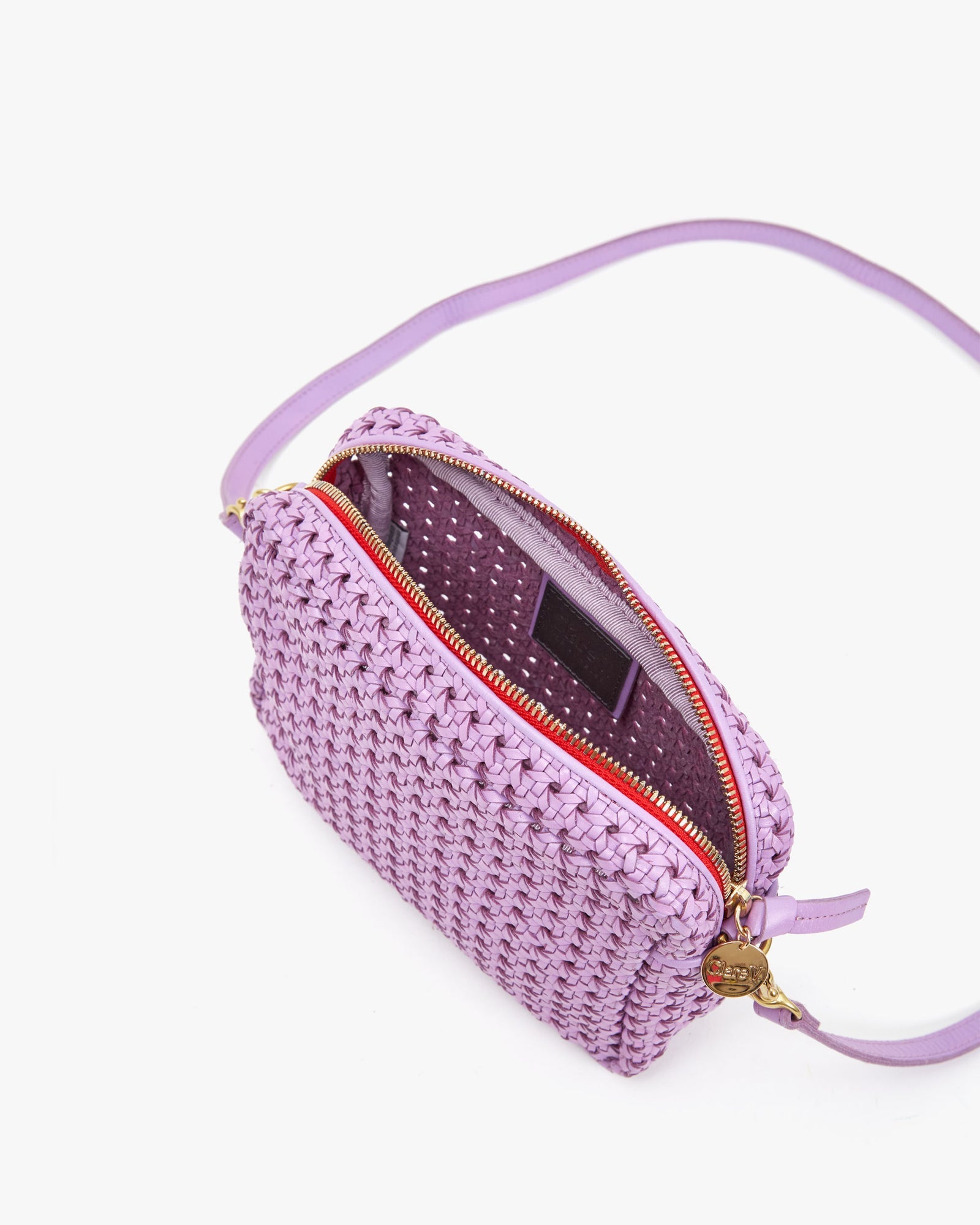 Clare V. Marisol Woven Leather Crossbody Bag in Toffee Diagonal