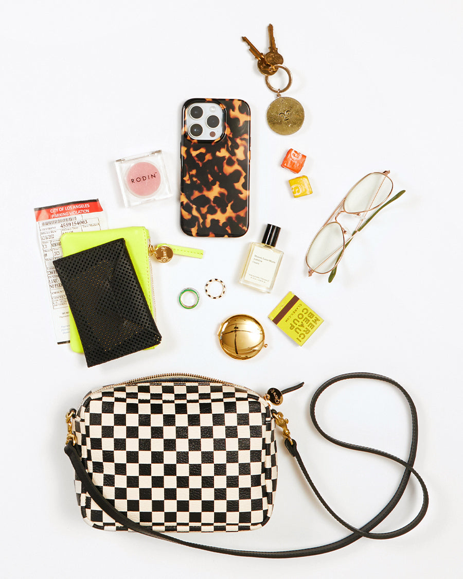 Clare V | Midi Sac: Black & Cream Checker