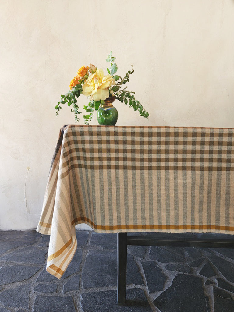 All Roads | Grid Tablecloth in Granite