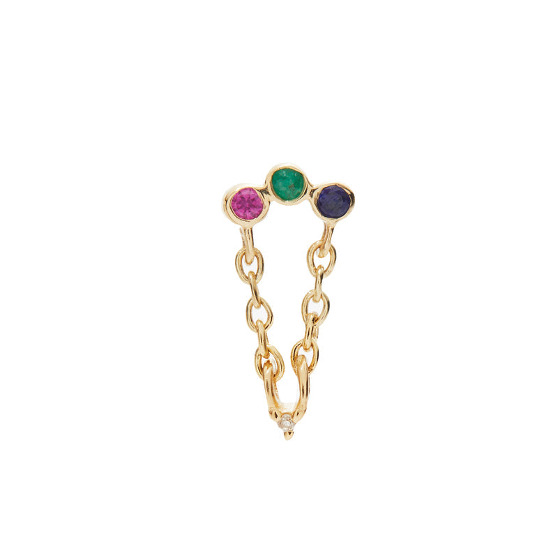 Scosha | Trio Cluster Chain Stud with Mixed Stones