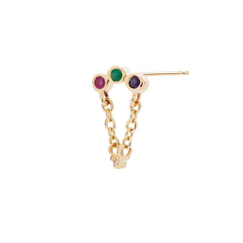 Scosha | Trio Cluster Chain Stud with Mixed Stones