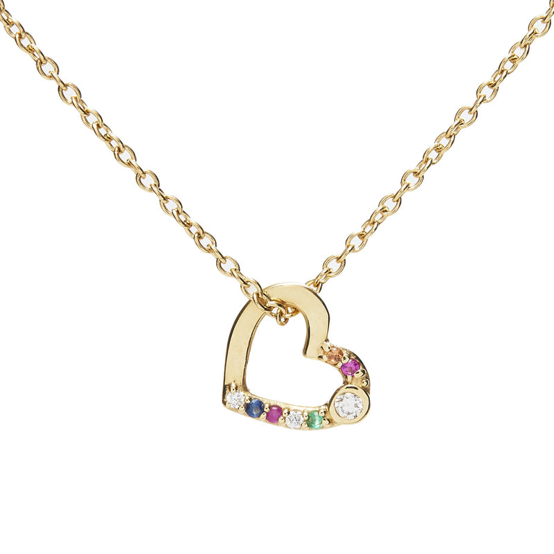 Scosha | Rainbow Gems Open Heart Necklace